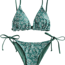 ZAFUL Women's Triangle Bikini Floral String Bikini Set Two Piece Swimsuit Bathing Suits, Size M