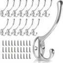 Wall Hooks for Hanging, 15-Pack Heavy Duty Metal Coat Hooks, for Living Room, Bathroom, Kitchen, Bedroom for Towel, Hat, Key, Closet, Bag (Silver)