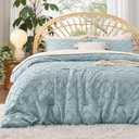 Bedsure Twin XL Comforter Set - Dusty Blue Comforter, Boho Tufted Distressed Vintage Bedding for Kids, 2 Pieces Farmhouse-Style Bed Set for All Seasons, Fluffy Soft Bedding with 1 Pillow Sham