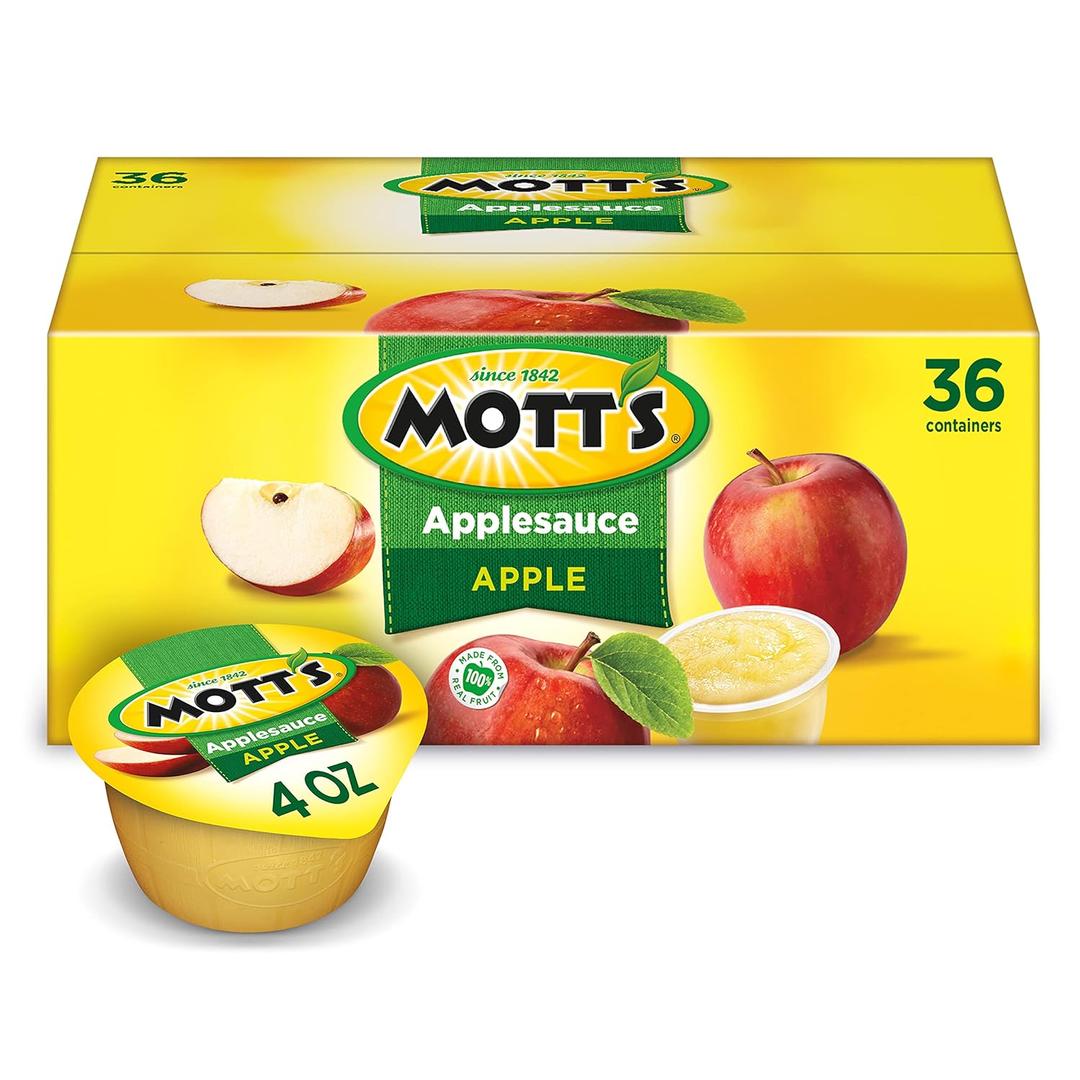 2 x Mott's Applesauce, 4 Oz Cups, 36 Count, No Artificial Flavors, Good Source of Vitamin C, Nutritious Option for The Whole Family (EXP 07/29/27)