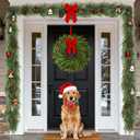 2PCS 9FT Christmas Garland with 6 Red Bows Norfolk Pine Garland, Real Touch Artificial Faux Greenery Garland for Mantle Fireplace, Table Staircase Indoor Outdoor Decor