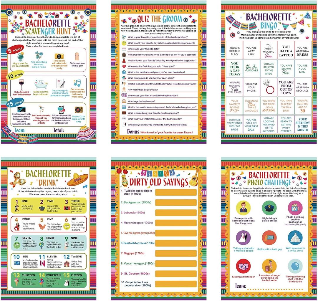 121 Pieces Mexico Bachelorette Party Games Cards Mexican Engagement Party Games for Girls Bachelorette Parties Scavenger Hunt Bingo Games for Adults Bridal Wedding Party Decorations 121 Pieces Mexico Bachelorette Party Games Cards Mexican Engagement Party Games for Girls Bachelorette Parties Scavenger Hunt Bingo Games for Adults Bridal Wedding Party Decorations