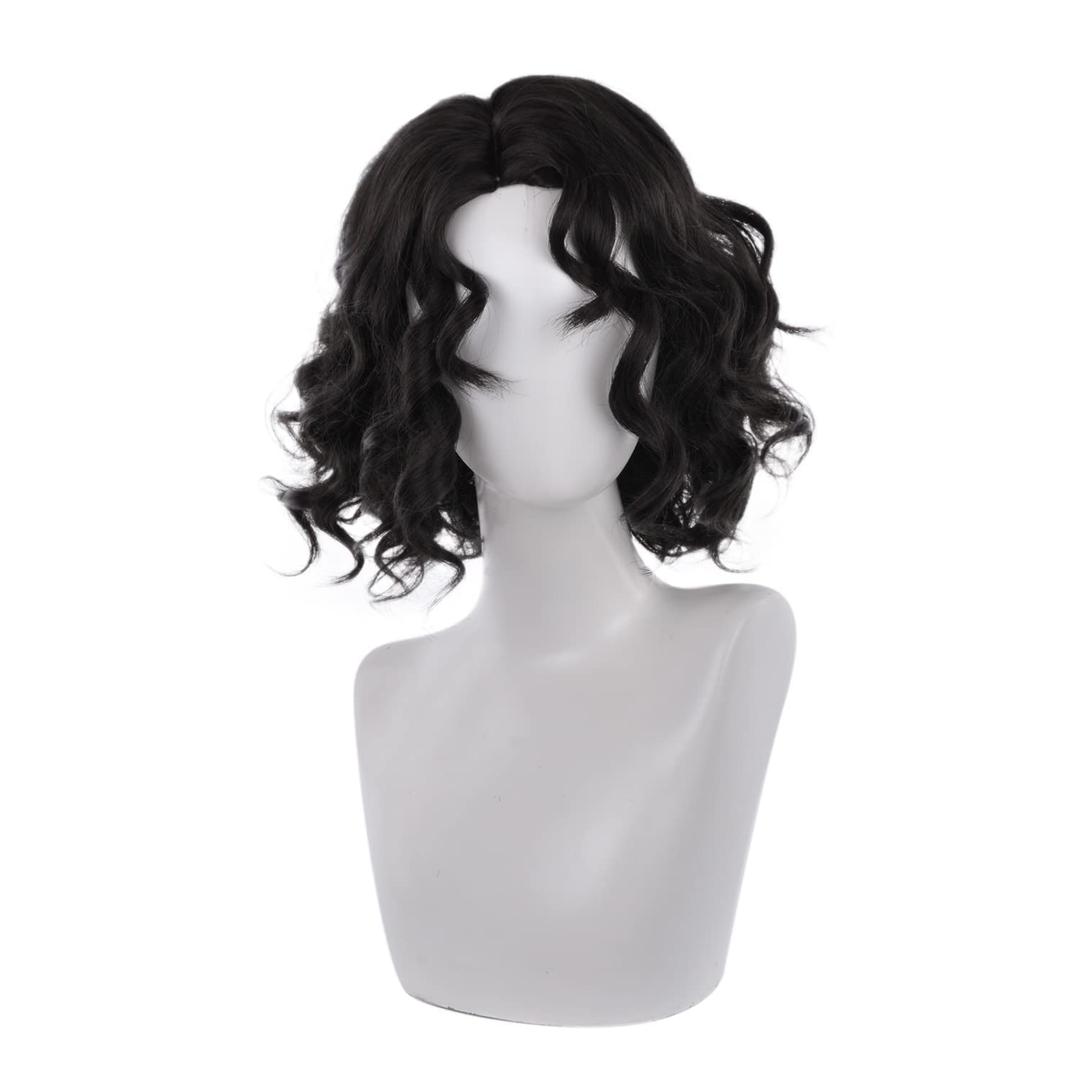 Black curly Short Hair Halloween Costume Party Synthetic Wig