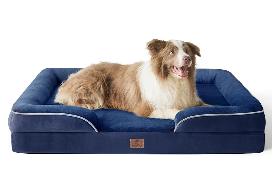 Bedsure L Plus Orthopedic Dog Bed for Large Dogs  Washable Dog Cat Bed Waterproof, L Plus Big Comfort Dogs Couch Sofa with Washable Removable Cover, Pet Bed with Nonskid Bottom, Blue Navy, 38"