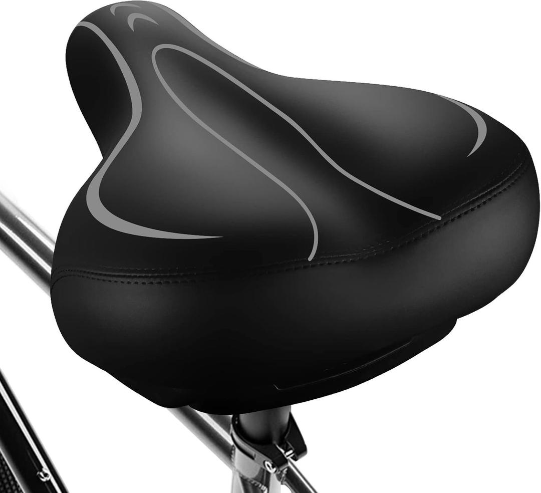 Xmifer Oversized Bike Seat, Comfortable Bike Seat - Universal Replacement Bicycle Saddle - Waterproof Leather Bicycle Seat with Extra Padded Memory Foam - Bicycle Seat for Men/Women (Gray)