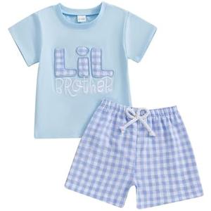 jiranqhc Little Brother Outfit Newborn Short Sleeve T-Shirt Shorts Toddler Summer Clothes Sibling Outfit, Size: 2-3T, Pack of 2