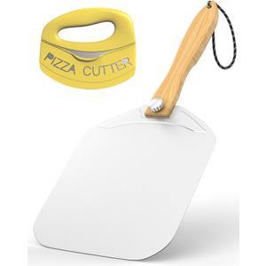 Meykwod Pizza Peel 12 inch, Aluminum Pizza Paddle, Metal Pizza Peel, Pizza Spatula for oven, with Foldable Wood Handle, Pizza oven accessories