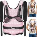 Pawaboo Pet Dog Front Carrier Backpacks, Legs Out Pet Carrier Backpack, Adjustable Easy-fit Dog Chest Carriers for Small Medium Dogs Hands Free for Travel Hiking Cycling Camping, S, Pink Daisy
