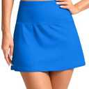 SANTINY Women's High Waisted Swim Skirt with Pocket Tummy Control Tankini Swimsuit Bathing Suit Bottoms for Women (Vivid Blue, Size L)