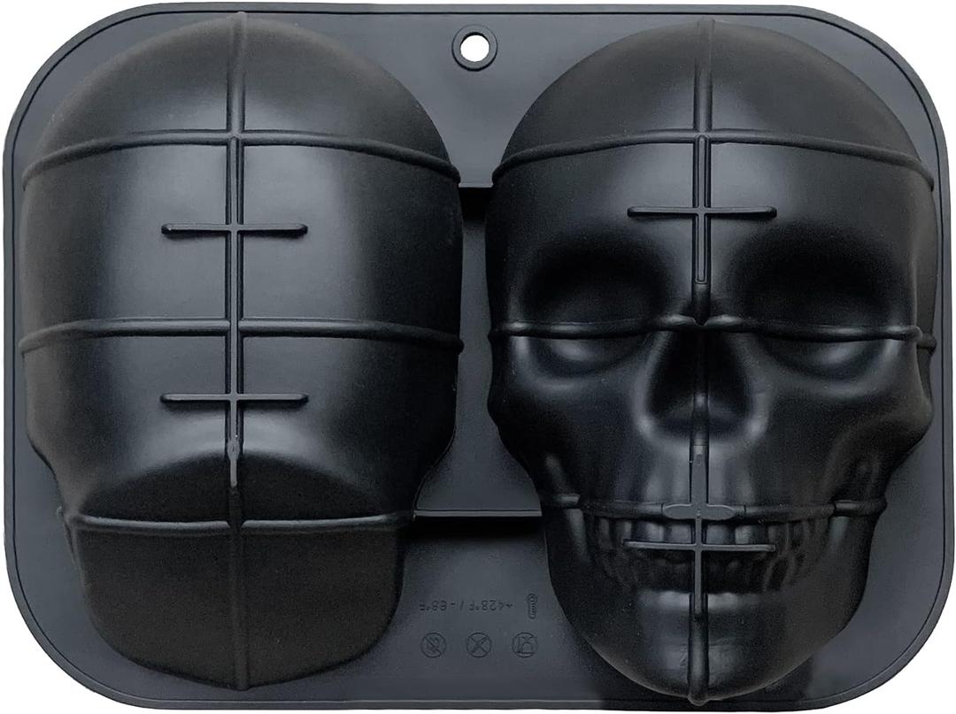 JETKONG Extra Large Silicone Skull Cake Mold Haunted Skull Baking Cake Pan for Halloween and Birthday Party