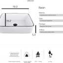 Ceramic Bathroom Sink, White 19" x 15" Above Counter Porcelain Vessel Sink with Black Faucet and Pop up drain Set, Rectangle