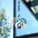 HDCRYSTALGIFTS 14'' Haning Crystal Guardian Angel Suncatcher Glass Angel Ornaments for Christmas Tree Rainbow Pendant for Window Decor (AB Color)