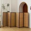 6 Panel Short Panel Divider Screen,3.95 FT Tall Bamboo Room Divider Folding Privacy Screen,Short Panel Divider Freestanding Room Divider for Room Seperation,Brown