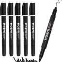 Hoshi 5 Count Twin Tip Black Permanent Markers, Fine and Ultra Fine, Waterproof & Smear Proof Industrial, Garden Markers, Perfect for Writing on Oily Surfaces