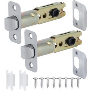 Brushed Nickel 2 Pack Door Lock Parts, Adjustable Door Latch Replacement, Silver Door Lock Replacement Parts, Door Deadlatch Mechanism