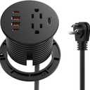 QBA Recessed Power Grommet with HDMI Port, 35W USB C Fast Charing, 3-inch Desk Power Outlet, 2 Outlets, 4 USB Ports, Flush Mount for Furniture Cabinet Home Office, ETL Listed