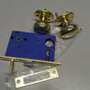 Tandefio 1 Set Double Cylinder Mortise Lock Gate Ornamental Iron Latch Set with 2-1/2" Backset 1" x 7-1/8" Faceplate Polish Brass (Right Hand Reverse)