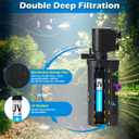 TARARIUM Small Aquarium Filter U-V for 10-45 Gallon Tank, 158GPH Fish Tank Filters for Betta Fish Tank Green Clean Machine, Internal Pump Filter for Turtle Tank Saltwater Freshwater Crystal Clear