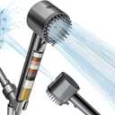 Cobbe Filtered Shower Head with Handheld, High Pressure 5-mode Showerhead with Filters, Built-in Power Wash for Hard Water - Remove Chlorine - Reduces Dry Itchy Skin, Gray