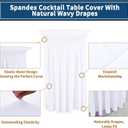 4 Packs Round Cocktail Table Skirt 32"x 43" Spandex Stretch Cocktail Tablecloth with Wavy Drapes, White Spandex Fitted High Top Table Covers for Wedding Party Birthday Banquet Bar