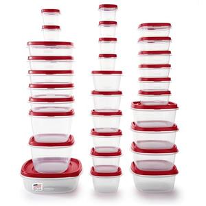 Rubbermaid 60-Piece Food Storage Containers with Lids, Microwave and Dishwasher Safe, Red Color, Ideal for Meal Prep and Pantry Storage
