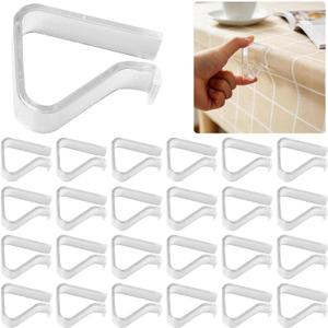 24 Pieces Transparent Clear Tablecloth Clips, Plastic Table Cloth ClipsWindproof Table Cover Holder ClampsTable Cloth Holder for Home Wedding Party Christmas Outdoor Indoor Picnic Camping(Large)