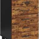 VASAGLE File Cabinet, Mobile Pedestal Filing Cabinet with Wheels, Printer Stand with 5 Drawers, Tool-Free Sliding Rails, for Study, Home Office, Rustic Brown UOFC081KD02
