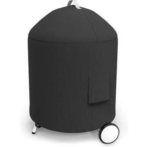Grisun BBQ Grill Cover, Outdoor Charcoal Kettle Grill Cover, Heavy Duty Waterproof Round Smoker Cover, Fade and UV Resistant, Cover Dimension 23" Dia x 25" H, Fits Weber 18" Charcoal Grills and More