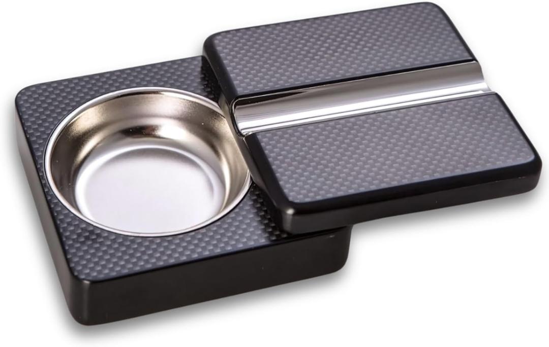 Bey-Berk Single Cigar Ashtray with Compact, Swivel Design 4"x4"x1.75" (LxWxH) Luxury Solid Wood Cigar Ashtray with Stainless Steel Tray for Outdoors, Travel and Indoor Use - Black Bey-Berk Single Cigar Ashtray with Compact, Swivel Design 4"x4"x1.75" (LxWxH) Luxury Solid Wood Cigar Ashtray with Stainless Steel Tray for Outdoors, Travel and Indoor Use - Black