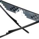 2 x JDD 3 Pack Whole Thug Life 8 Bits Pixelated Meme Party Sunglasses Mosaic Gamer Photo Props Glasses for Men Women, Black, Large