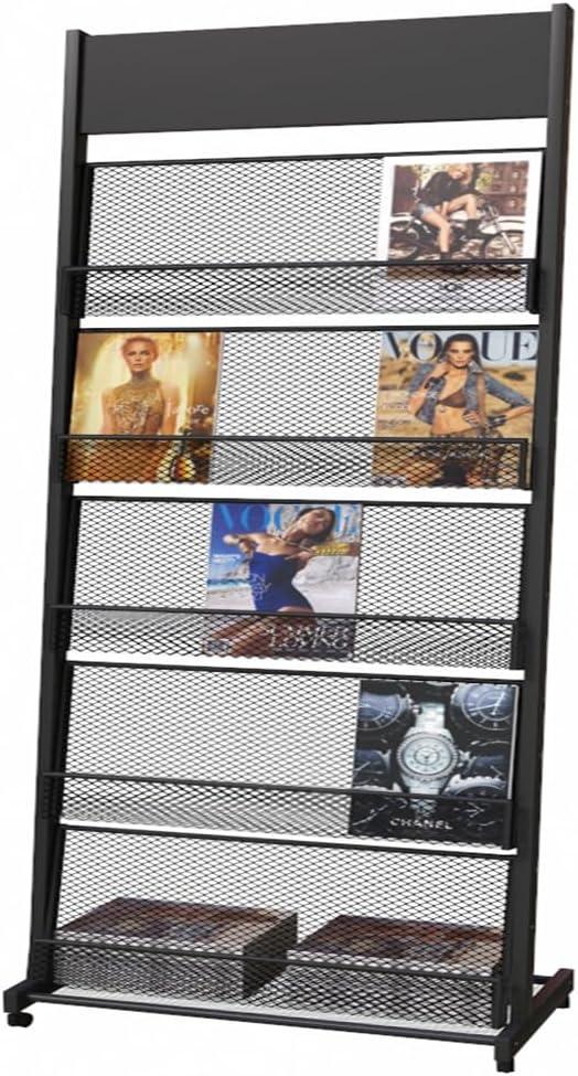 floor magazine rack brochure display stand for offices and public reception area，literature rack with 4 Universal wheels (70"×27×13.8")