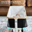 Electric Bassinet Baby Cradle 3 Rocking Motion, 3 in 1 Baby Bassinets for Newborn with 5 Heights Adjustable, Girl/boy Automatic Rolling Bedside Sleeper, Black, Crib