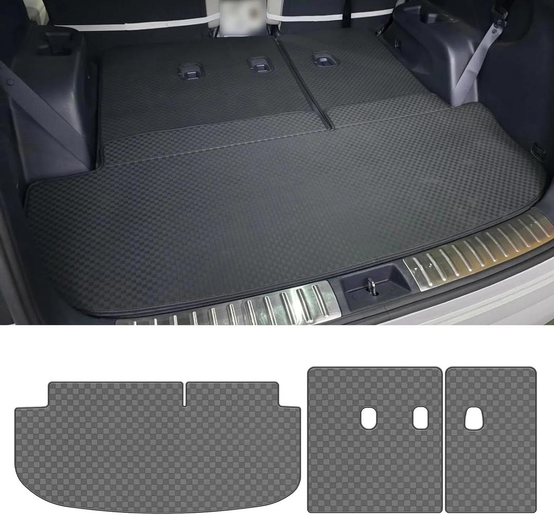 Trunk Mat Backrest Mat Compatible 2020 2024 2025 Hyundai Palisade Custom Fit PU Leather Cargo Liner Rear Backrest Protector Weather Cargo Mats, 3 Pieces