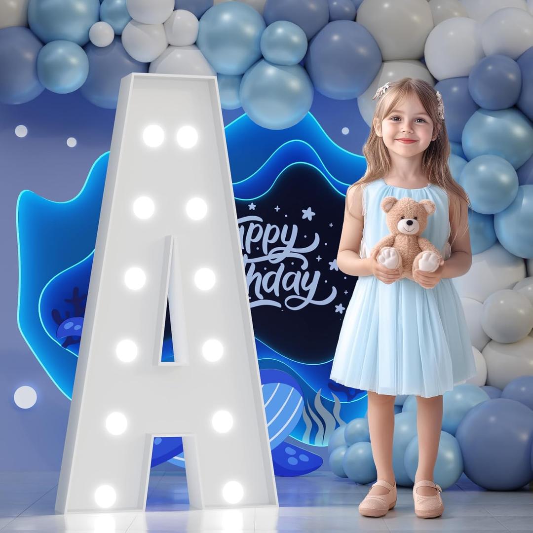 Big Marquee Light-up Letter Decorations: 4 Feet Tall Large Letters A Marry Me Proposal Baby Shower Alphabet 4FT Sign Graduation Party Wedding Engagement Anniversary HOCO Decor Mosaic Balloon