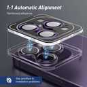 Jeluse Camera Lens Protector for iPhone 17 Pro Max/17 Pro/16 Pro Max/16 Pro/15 Pro Max/15 Pro/14 Pro Max/14 Pro, 9H Tempered Glass Screen Protector Cover Alignment Kit Metal Individual Ring