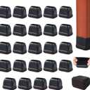 24PCS Rectangle Chair Leg Floor Protectors with Felt, Small Silicone Chair Leg Caps for Hardwood Floors, Black Outdoor Patio Flooring Protectors, Anti-scratch, Fit Length 1.3"-1.65", Width 0.63"-0.87"
