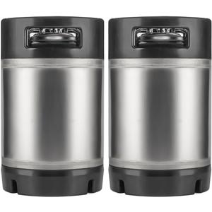 TMCRAFT New 2.5 Gallon Ball Lock Keg, Stainless Steel Beer Keg with Dual Rubber Handle for Home Brew- 2 Pack