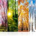 4 Pieces 36 x 12 Inches School Locker Magnetic Wallpaper Removable Magnetic Locker Accessory Kit Easy Install Decoration Sticker for Office University First Day of School Decor(Forest Style)