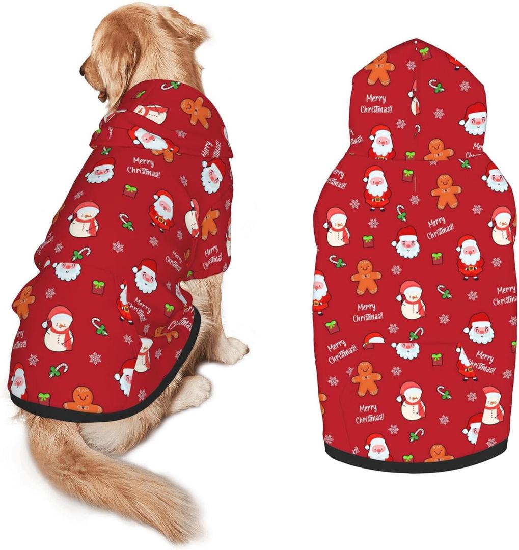 Dog Christmas Costume, Santa Claus Dog Hoodie Christmas Cosplay Clothes Sweaters Outfits Pullover Pets' Sweatshirt with Pocket for Medium Large Dogs-XL (Color 3-1)