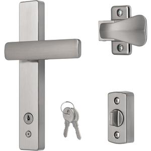Ideal Security EL Keyed Lever Mount Latch with Deadbolt, Surface Mount Storm Door Handle Replacement, 2 Posts with Tie Down Screw, Satin Chrome