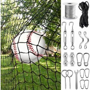 Baseball Softball Backstop Nets, Sports Net with 33ft Rope or Steel Hanging Kit, Nylon Nets Also for Basketball Soccer Lacrosse Hockey