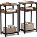 Tall Side Table Set of 2, 30 inch High End Table, Small Entryway Table, Bedside Table for Living Room, Bedroom, Office, Rustic Brown