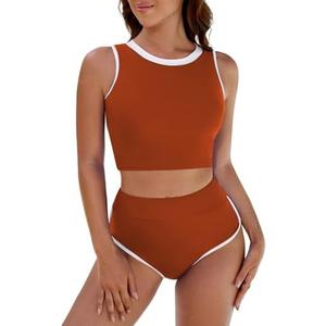 Pink Queen High Waisted Bikini Women 2 Piece Top Sporty Bathing Suit Medium
