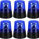 6 Pcs LED Strobe Light, Battery Powered 360 Degree Rotating Flashing Light, Emergency Police Siren Lamp for DJ Party Stage, Haunted House, Hockey Goal Decorations & Events (Blue)