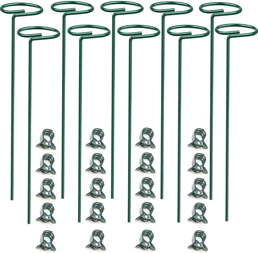 SUNYAY 10 pcs 20 inch Metal Single Stem Flower Plant Support Stakes and Rings for Amaryllis Orchid Lily Sunflower Rose Narcissus