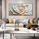 White and Pink Flower Pictures Wall Decor for Office Women - Modern Wall Art for Living Room - Wooden Framed Wall Art for Bedroom Size 29" x 59"