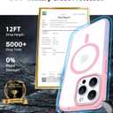 Magnetic for iPhone 13 Pro Case [Compatible with MagSafe] with 2X Screen Protector, Military-Grade Slim Shockproof Phone Cover Translucent Anti-Fingerprint for iPhone 13 Pro 6.1'', Pink-Purple