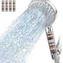 Filtered Shower Head with Handheld, High Pressure 9 Spray Mode Chrome Showerhead with 4 Filters, Detachable Shower Head, Water Softener Filters Beads for Hard Water - Remove Chlorine