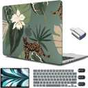 CISSOOK for MacBook Air 13.6 Inch Case 2024 2025 2026 Model A3449 A3240 A3113 A2681, Panther Leopard Midnight Green Cover with Keyboard Cover for MacBook Air 13.6 M2 M3 M4 M5 - Leopard