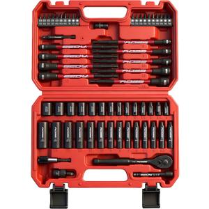 63-Piece Metric 1/4" Drive Socket Set & Nut Driver Set, Impact Standard & Deep Socket Set (4-15mm), 1/4" Hex Shank 6" Magnetic Nut Drivers, Extension Bar, Quick-Release Ratchet handle, Universal Joint